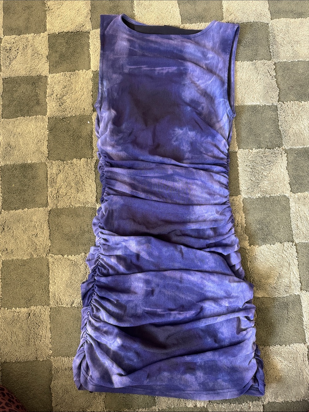 Ruched Purple/blue  Tie-Dye Bodycon Dress